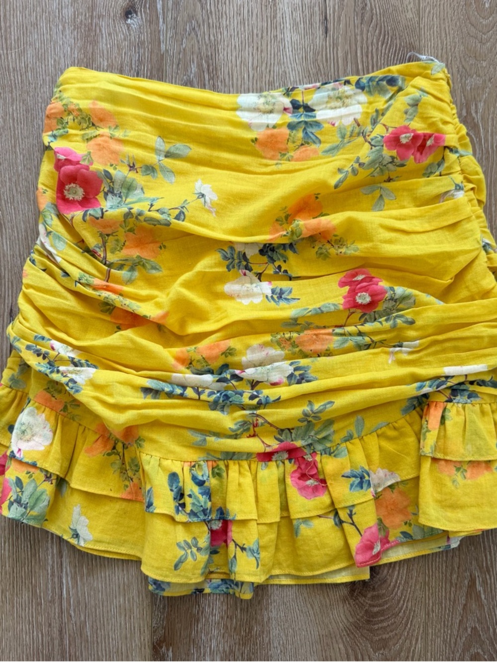 Lovers + Friends Yellow Brooke Ruffle Mini Skirt